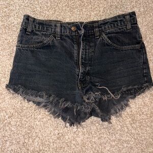 Levi’s Black Frayed Jean Shorts
